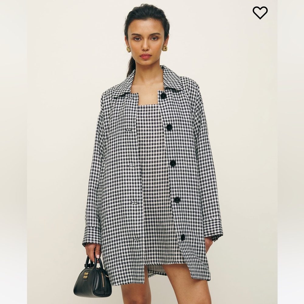 Reformation Irene Linen Coat in April Check